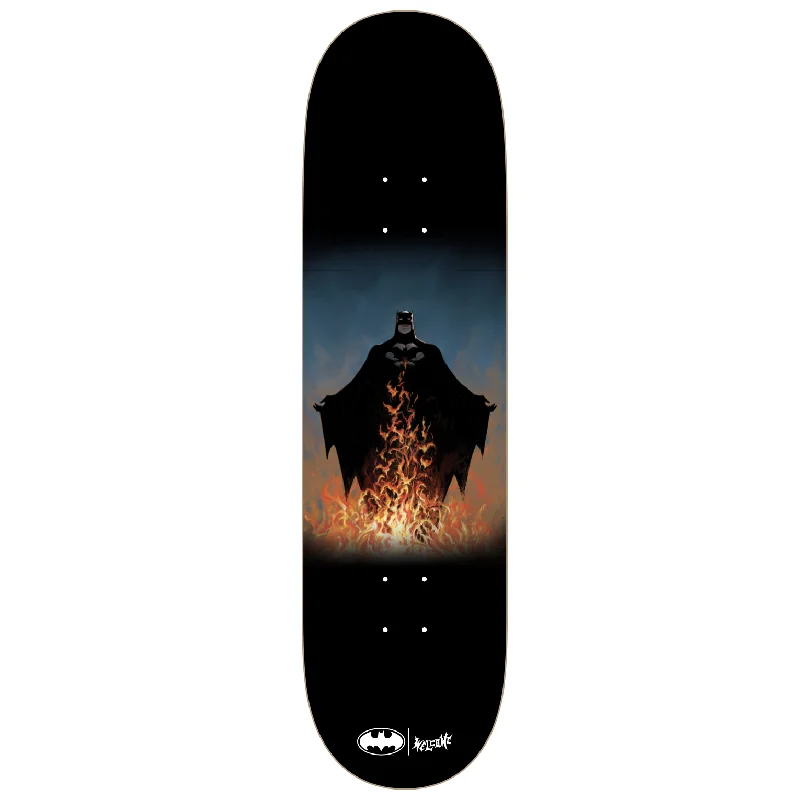 Skateboard Deck With Classic Prints-Welcome x Batman Bat Flames on Popsicle Black 8.5" Skateboard Deck