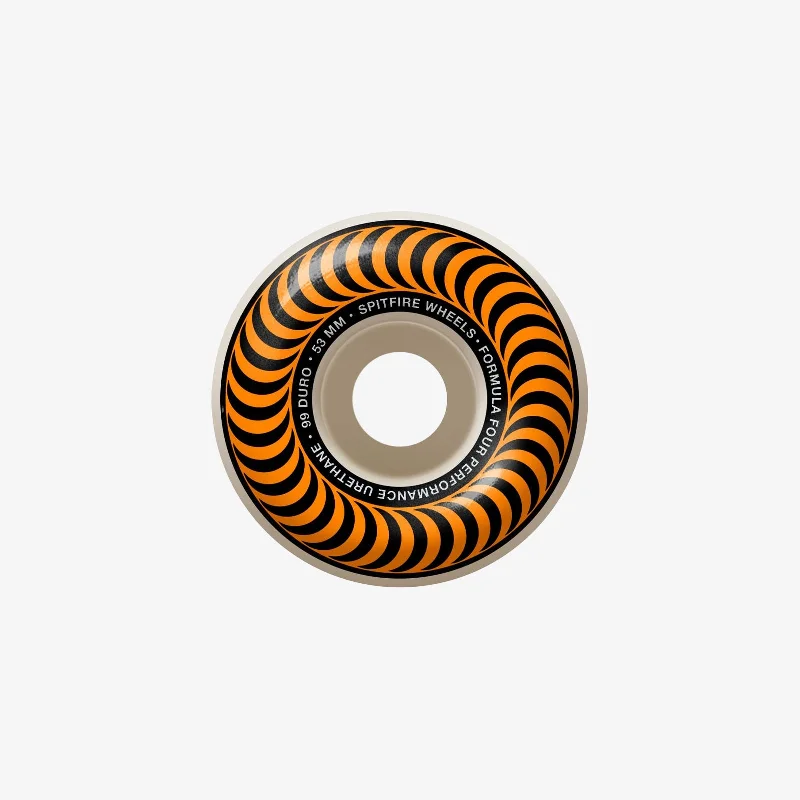 Skateboard Wheels With Round Lip-Classic Formula 4 99D 53mm (White/Orange)