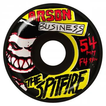 Skateboard Wheels With Smooth Rolling-Spitfire Wheels 54mm Arson Biz Black F4 Concial 99a