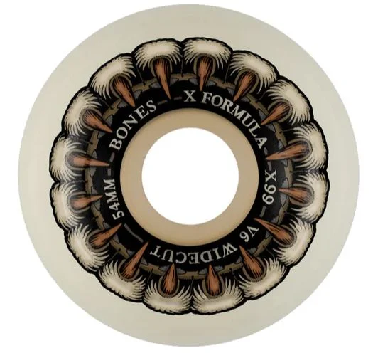 Skateboard Wheels With Low-Noise Technology-Bones Wheels X99 53mm V6 Widecut 99a Grippin Wolf