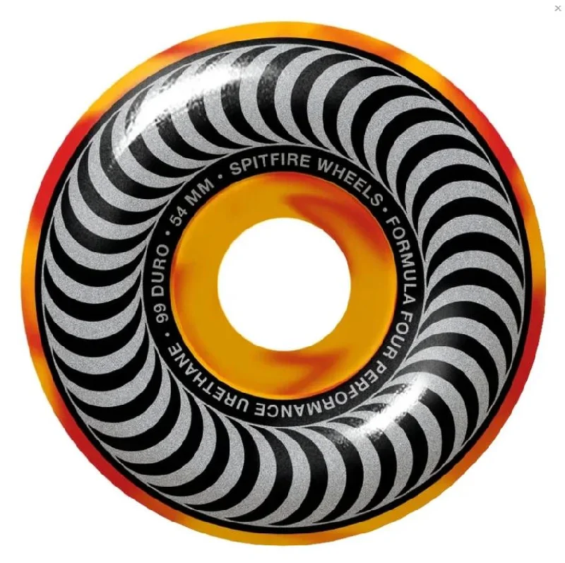 Skateboard Wheels With Extra Grip-Spitfire Wheels 54mm 99a Classic Orange/Yellow Swirl