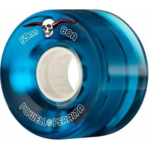 Skateboard Wheels With High Resilience-Powell Cruiser Wheel 59mm - Blue Clear 80A