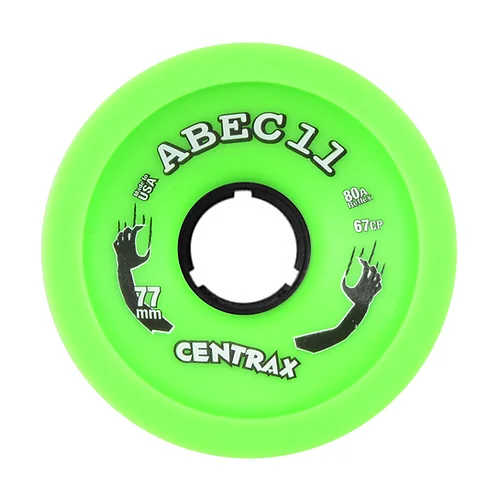 Skateboard Wheels For Beginners-ABEC 11 Wheels Centrax Reflex 77mm 80a Neon Green 4 pack