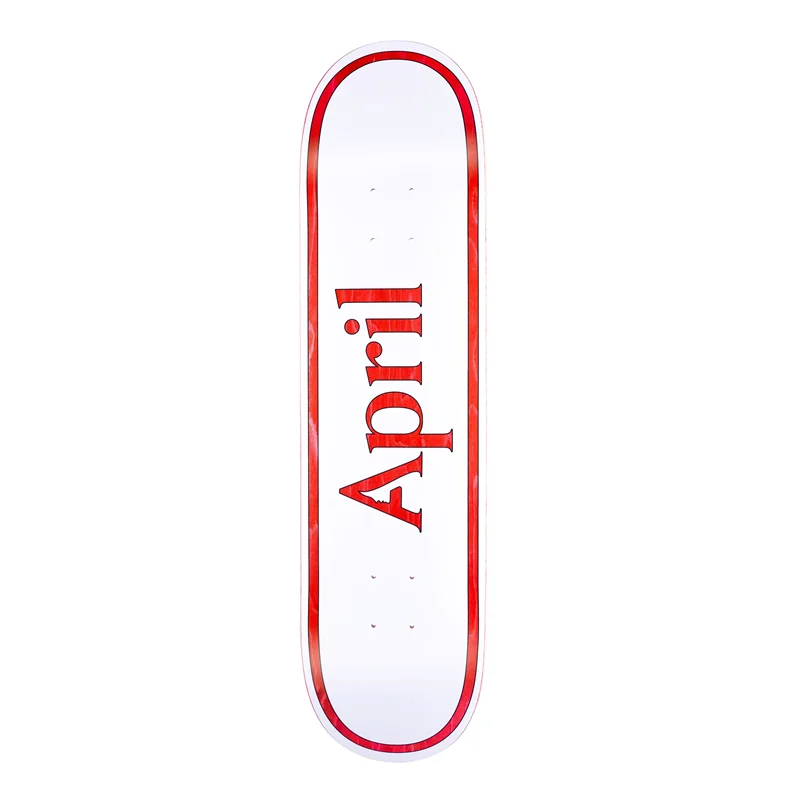 Skateboard Deck With Seamless Construction-April OG Logo White/Red - 8.0