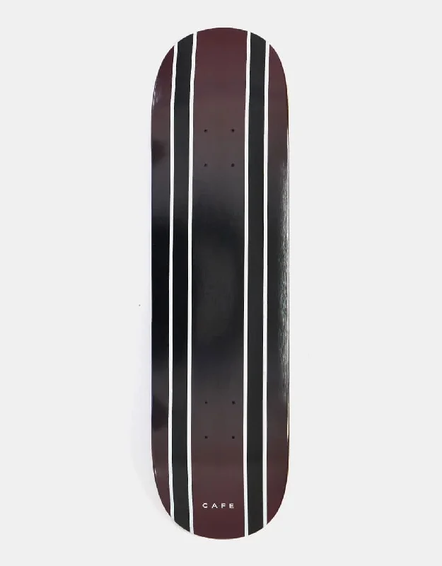 Skateboard Deck For Smooth Slides-Skateboard Cafe Double Stripe C2 Skateboard Deck - Burgundy/Black Fade