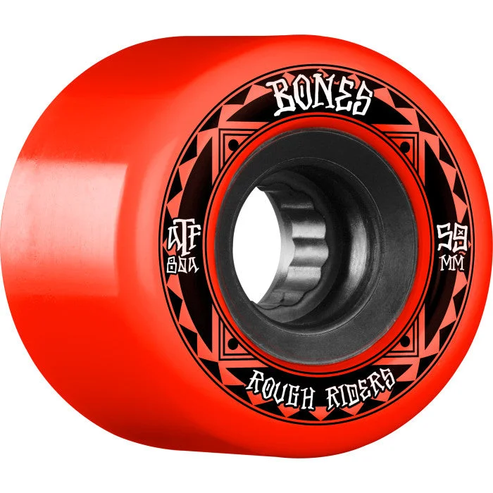 Skateboard Wheels With High-End Shock Absorption-Bones ATF Rough Riders Wheels Red 59mm 80a