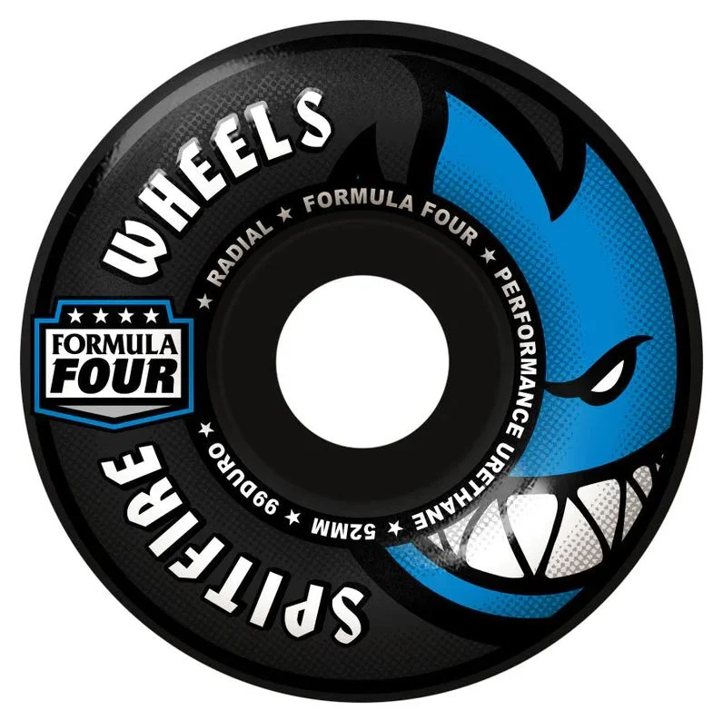 Skateboard Wheels With Best Slide Performance-Spitfire Wheels 53mm Formula4 Black 99A