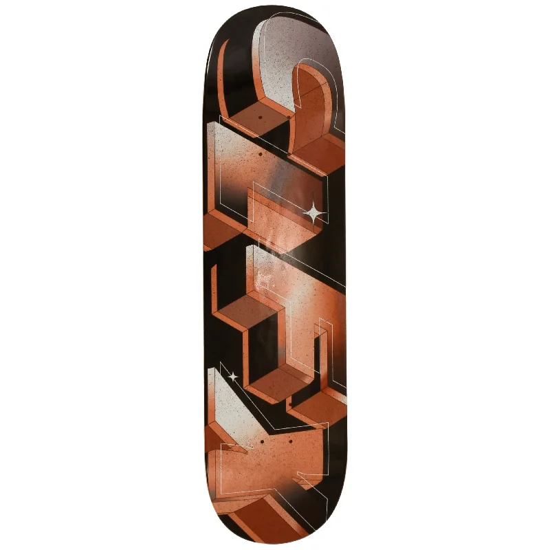 Skateboard Deck For Effortless Spins-303 Boards - 3D CLFX Block Deck Orange (8.25"/8.75")