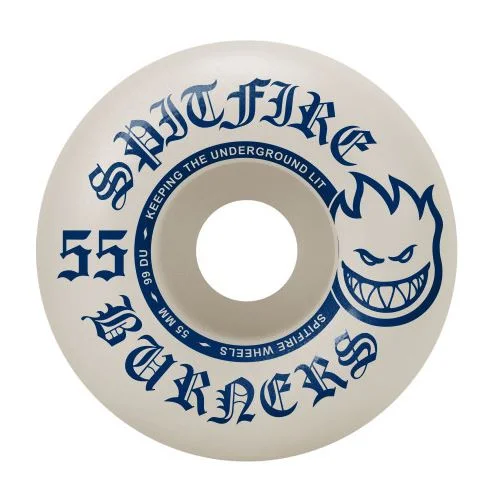 Skateboard Wheels With Energy Return-Spitfire Wheels 55mm 99a Bighead Shape White/Blue