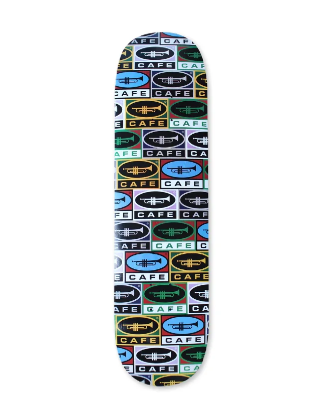 Skateboard Deck With Ergonomic Design-CAFE SKATEBOARDS TRUMPET COLLAGE C2 SHAPE DECK 8.375