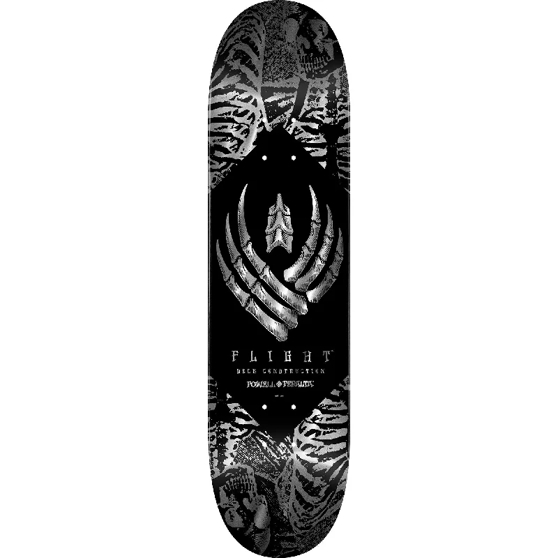 Skateboard Deck With Stronger Grip-Powell Flight Deck Skeleton Silver Foil 8.25