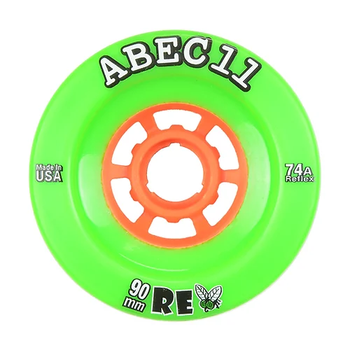 Skateboard Wheels With Extra Grip-ABEC 11 Wheels Refly 90mm 74a Lime/ Orange 4 Pack