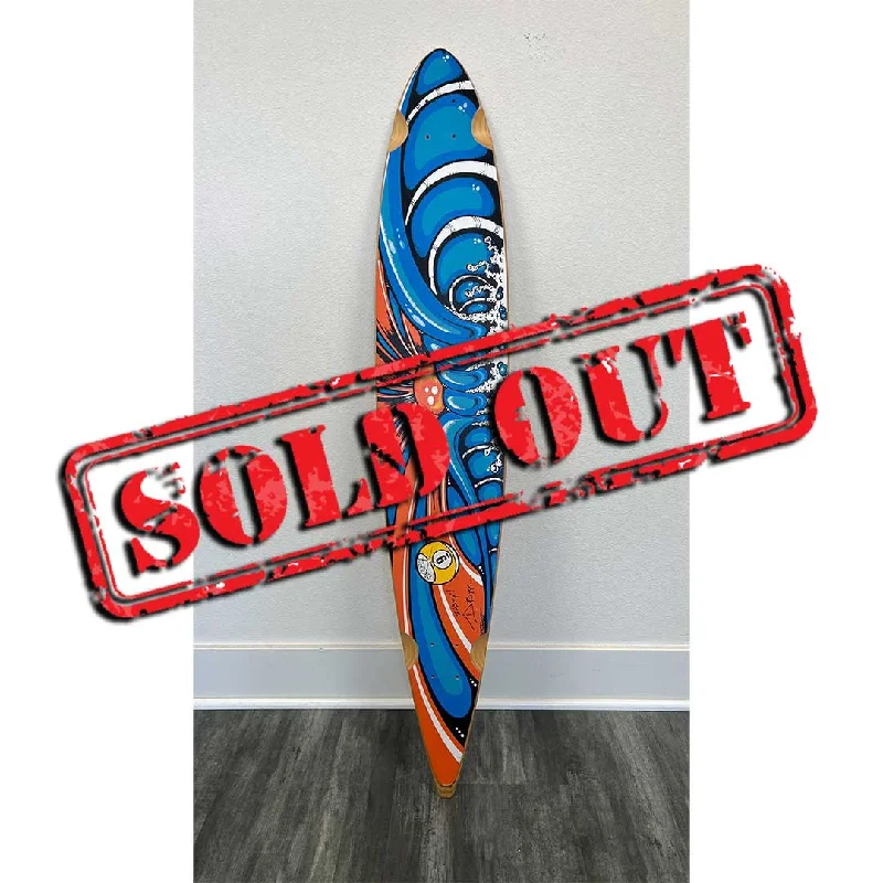 Skateboard Deck With Multi-Purpose Use-Sunset Wave Sector 9 Longboard Skateboard Deck - Hand Embellished by Drew Brophy