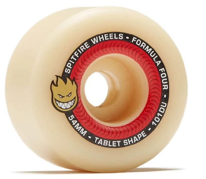 Skateboard Wheels With Extra Stability-Spitfire Wheels 54mm Tablet Natural/Red 101a Formula4