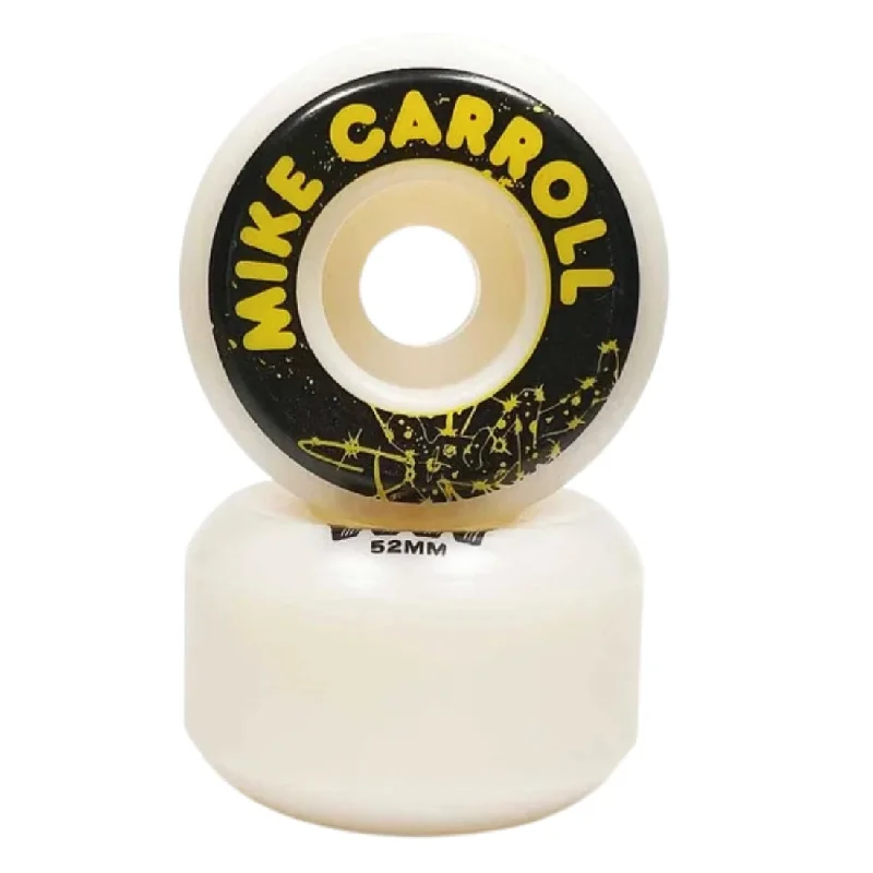 Skateboard Wheels With Pro-Approved Durability-Wayward Wheels 52mm Mike Carroll Funnel Pro Wheels - White Yellow