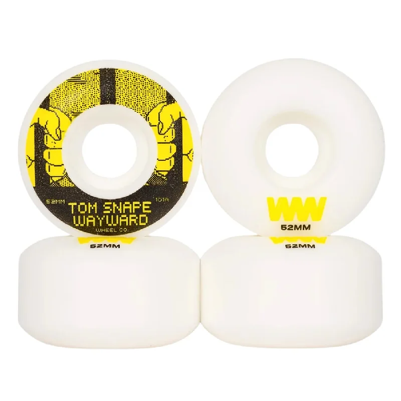 Skateboard Wheels With Easy Maneuverability-Wayward Wheels 52mm Tom Snape Classic Pro Wheels - White Yellow