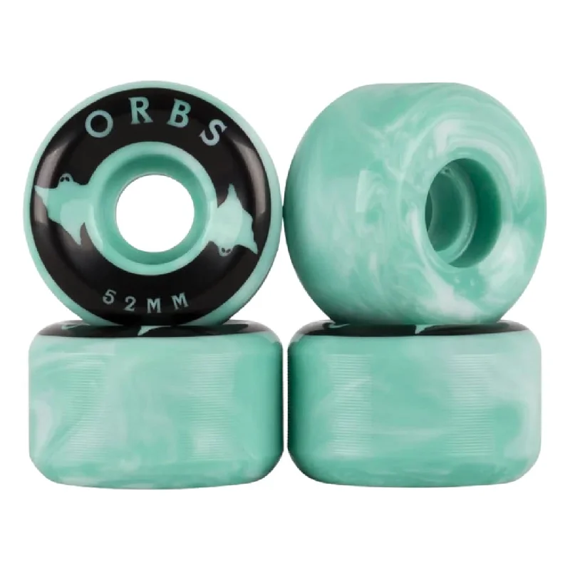 Skateboard Wheels With Air Pockets-Orbs 52mm Specters Swirls Conical 99A Wheels - Teal/White