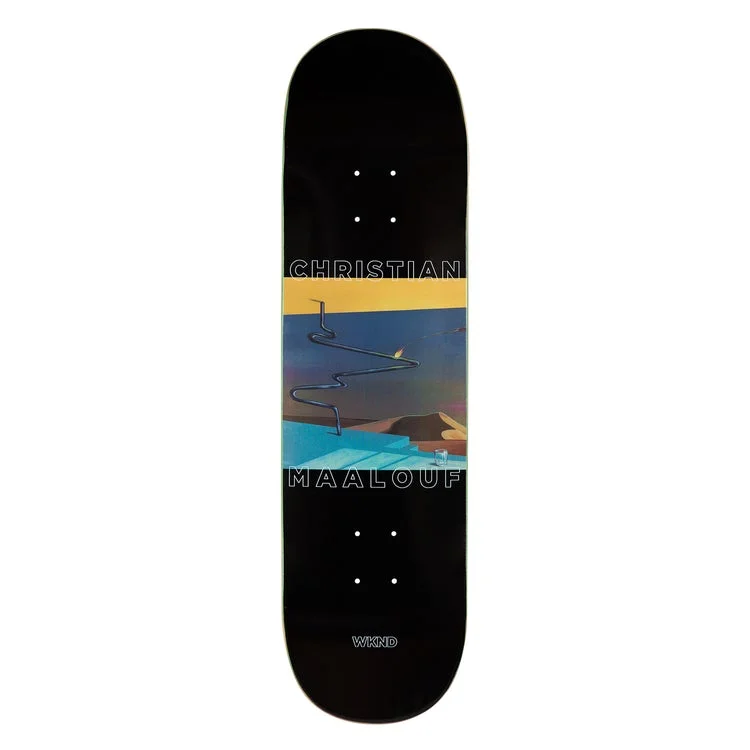 Skateboard Deck With Matte Finish-WKND FIRE IN THE PIPE CHRISTIAN MAALOUF DECK BLACK // 8.0" & 8.5"