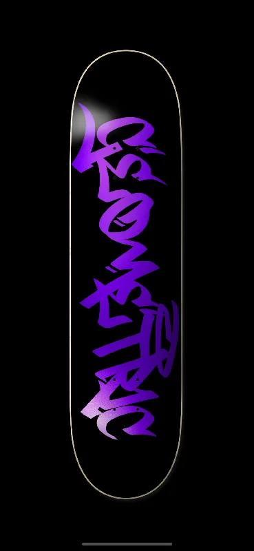 Skateboard Deck For Beginners-Geometric Script Shop Deck (Black/Purple) - (8.0-8.5)