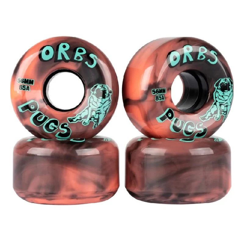 Skateboard Wheels With Personalized Engraving-Orbs Wheels 56mm Pugs Swirl Coral/Black