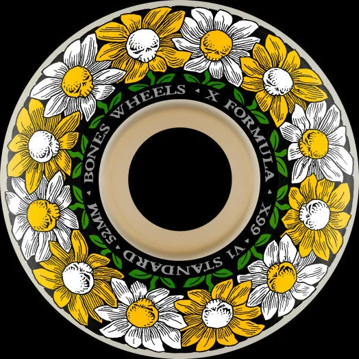 Skateboard Wheels With Long-Lasting Grip-Bones X99 Pushing Up Daisies V1 Standard X Formula - 53mm