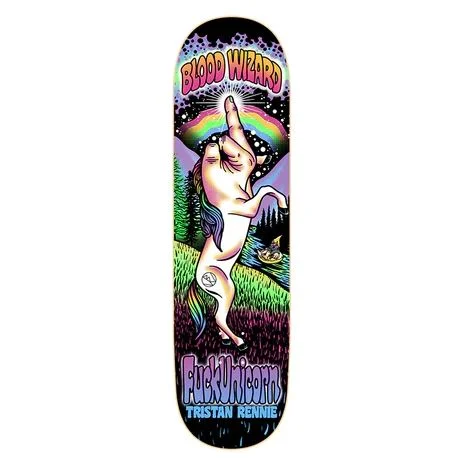 Skateboard Deck With Smooth Finish-Blood Wizard Deck FuckUnicorn Rennie 8.38