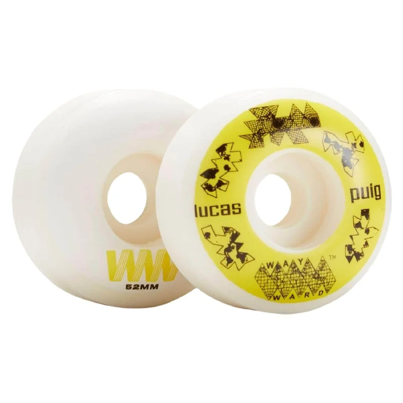 Skateboard Wheels With Precision Molded Surface-Wayward Wheels Lucas Puig Funnel Pro Skateboard Wheel - White/Yellow - 52mm