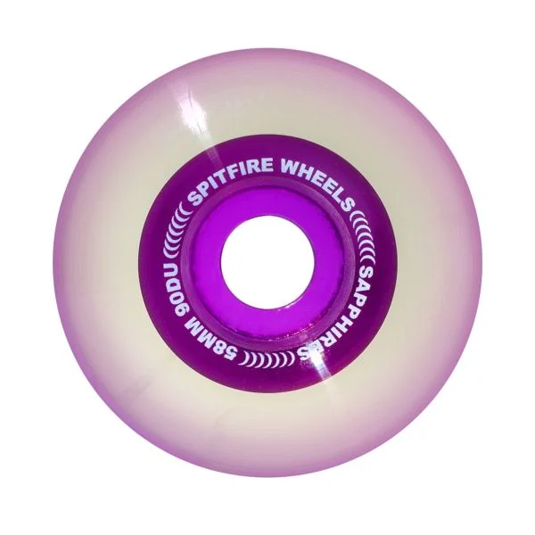 Skateboard Wheels With Soft Durometer-Spitfire Wheels 58mm Classics Saphire Clear Purple 90a