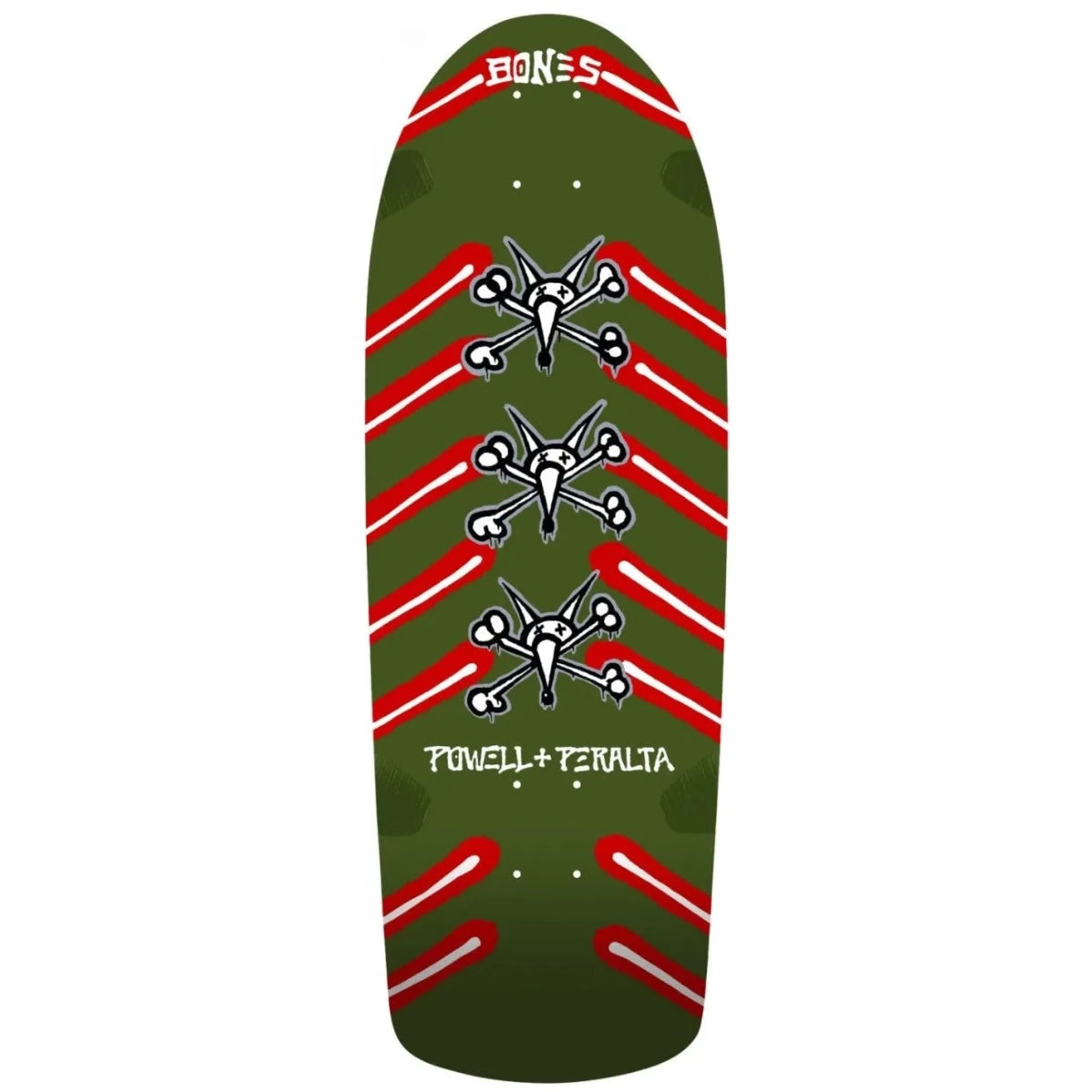 Skateboard Deck With Enhanced Maneuverability-Powell Peralta OG Rat Bones Deck Olive Green 10"