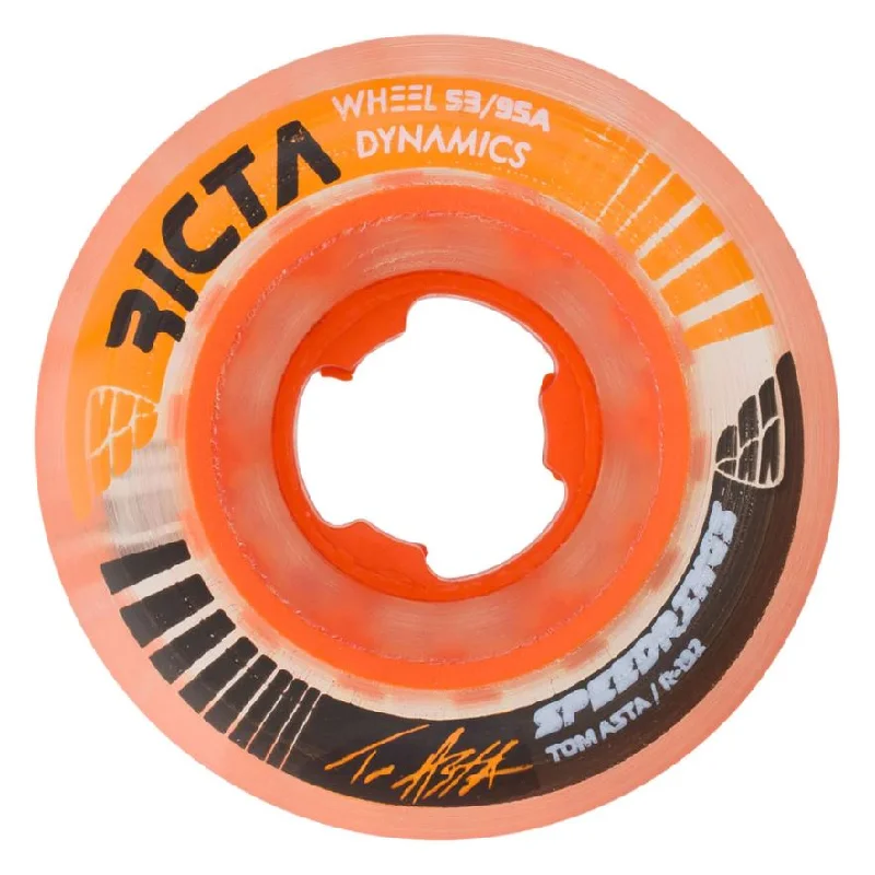 Skateboard Wheels With Shockproof Design-Ricta Wheel 53mm Asta Speedrings Clear Orange Slim 95a