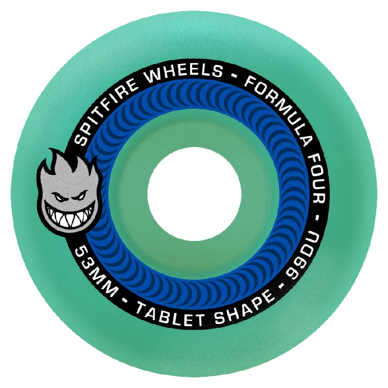 Skateboard Wheels With Extra Tread Pattern-Spitfire Formula4 Tablets 99D Ice Blue - Skateboard Wheels