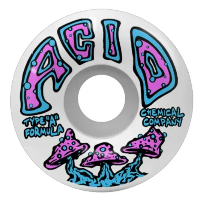 Skateboard Wheels With Extra Secure Fit-Acid Wheel Type A Shrooms White Swirl Side Cut 52mm 99A