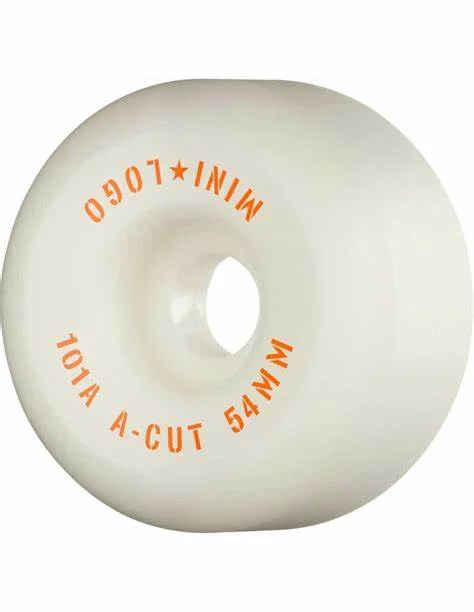 Skateboard Wheels For Tricks-Mini Logo A-Cut White Wheels (101A) - (54mm)