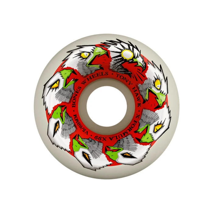 Skateboard Wheels With Street Art Graphics-BONES WHEELS X-Formula Skateboard Wheels Hawk Animation 60mm V5 Sidecut 99A