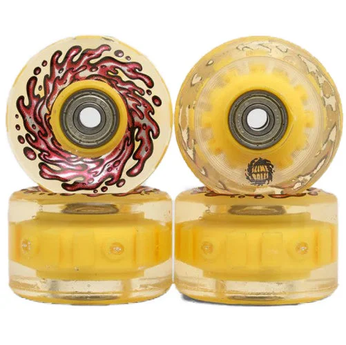 Skateboard Wheels With Easy Maneuverability-Santa Cruz *Light Ups* OG Slime Balls Skateboard Wheels Red/Yellow LED 60MM 78A