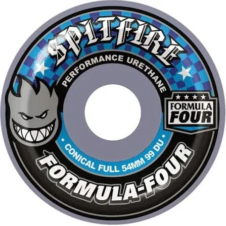 Skateboard Wheels With Low Friction-Spitfire Wheels 54mm Conical Full Light Grey 99a Formula4