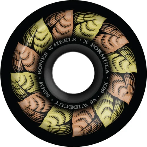 Skateboard Wheels With Extra Smooth Finish-Bones X-Formula V6 Wide-cut Leaving Black Wheels 56MM 99A