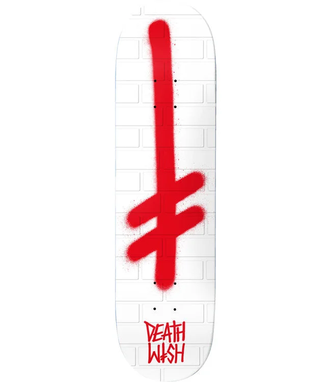 Skateboard Deck With Perfect Thickness-Deathwish Deck Gang Logo 8.25 White Red Bricks