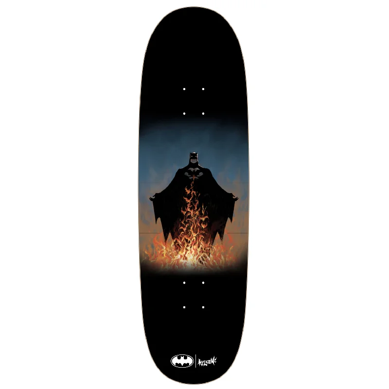 Skateboard Deck With Weatherproof Protection-Welcome x Batman Bat Flames on Boline Black 9.5" Skateboard Deck