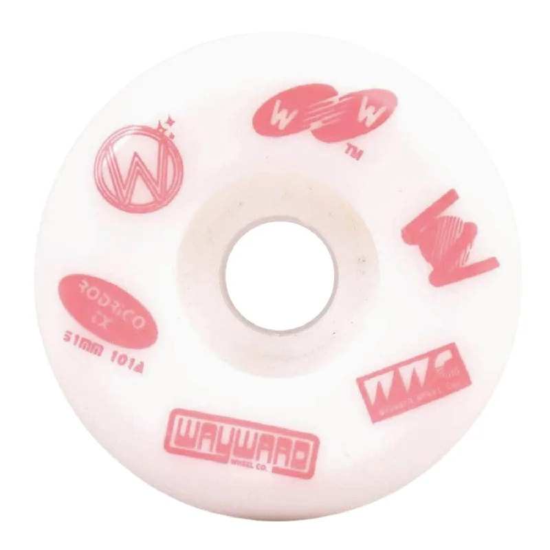 Skateboard Wheels With Reinforced Axle Fit-Wayward Wheels Rodrigo TX Funnel Pro Skateboard Wheel - White/Pink - 51mm