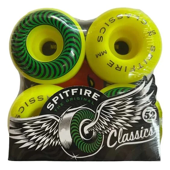 Skateboard Wheels With Durable Urethane-Spitfire Wheels 52mm 99a Classic Neon/Green