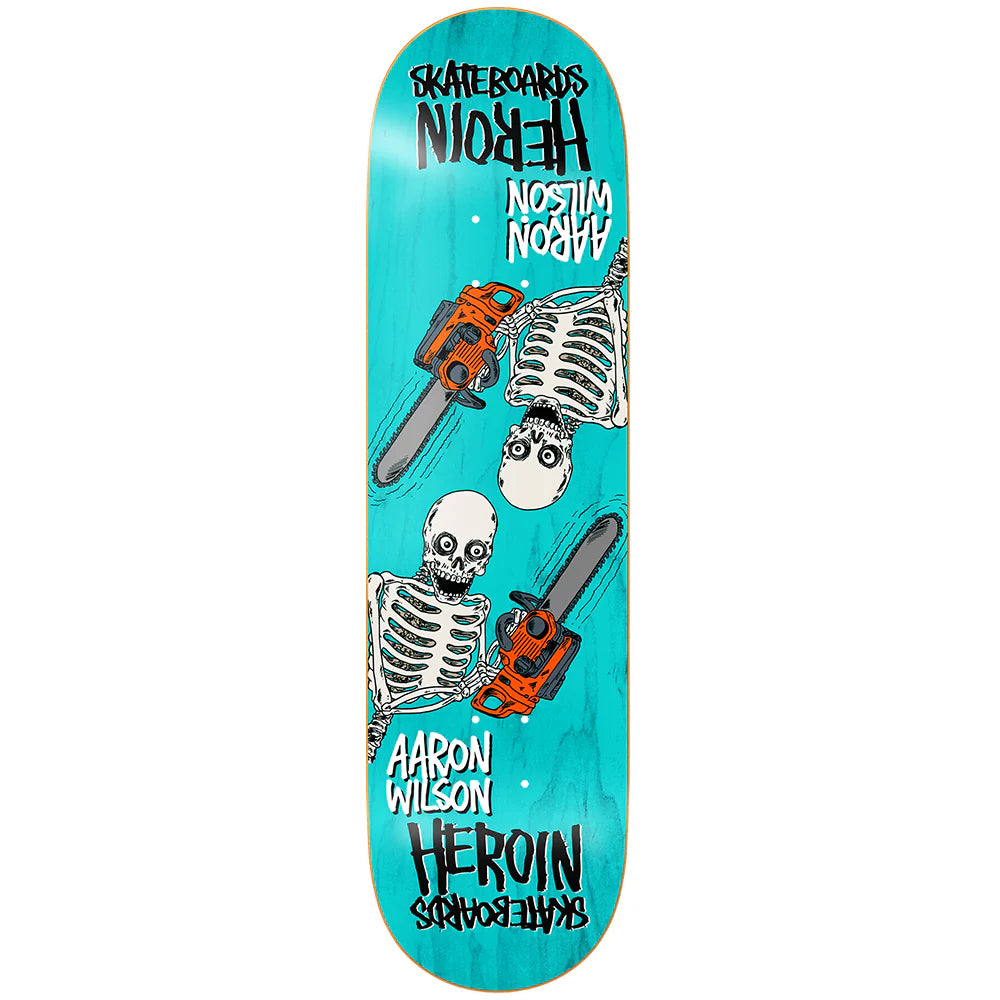 Skateboard Deck With Multi-Layer Construction-Heroin AW Chainsaw Skeletons Symmetrical Deck - (8.5)