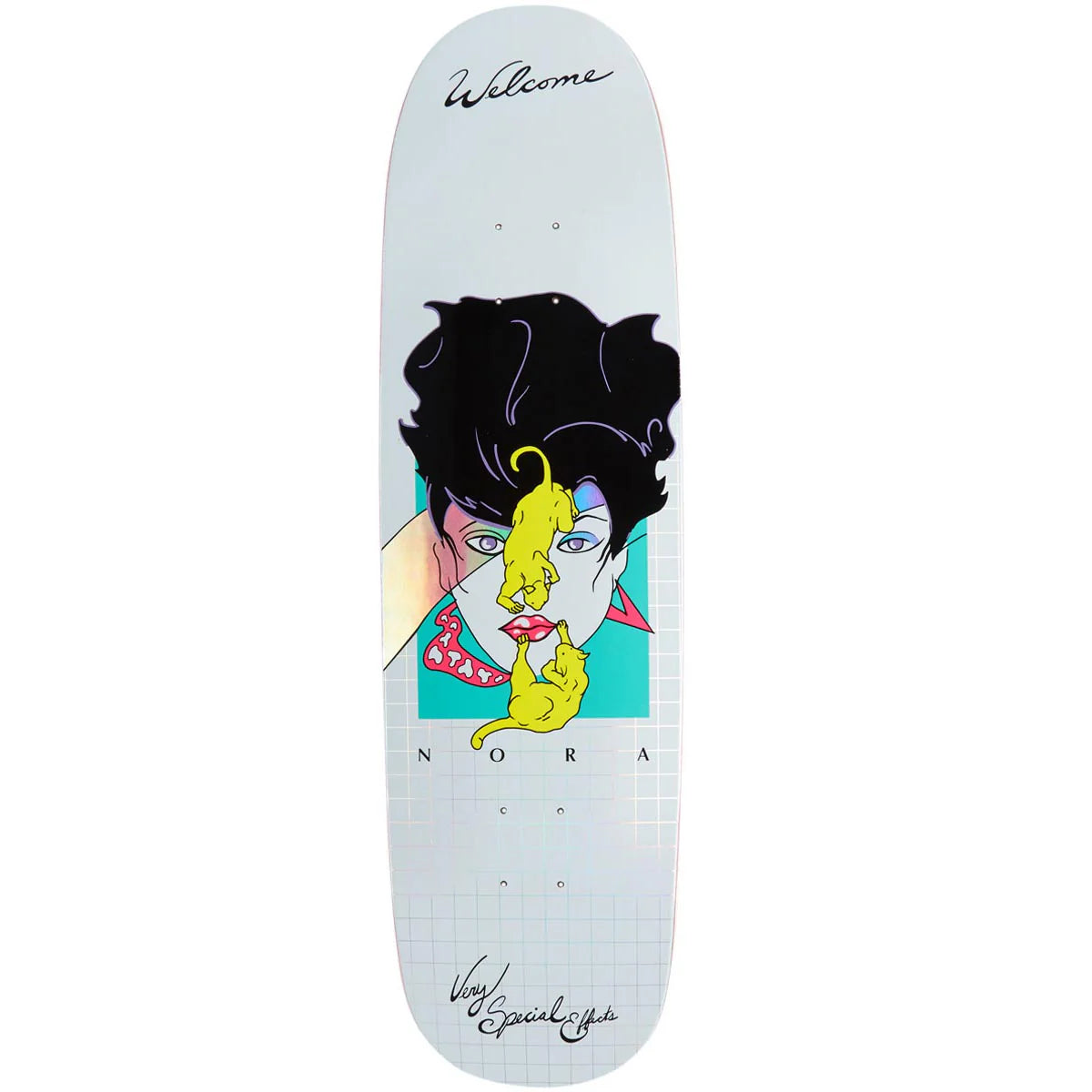 Skateboard Deck With Matte Finish-Welcome - Nora Special Effects White Prism Foil Deck (8.8")