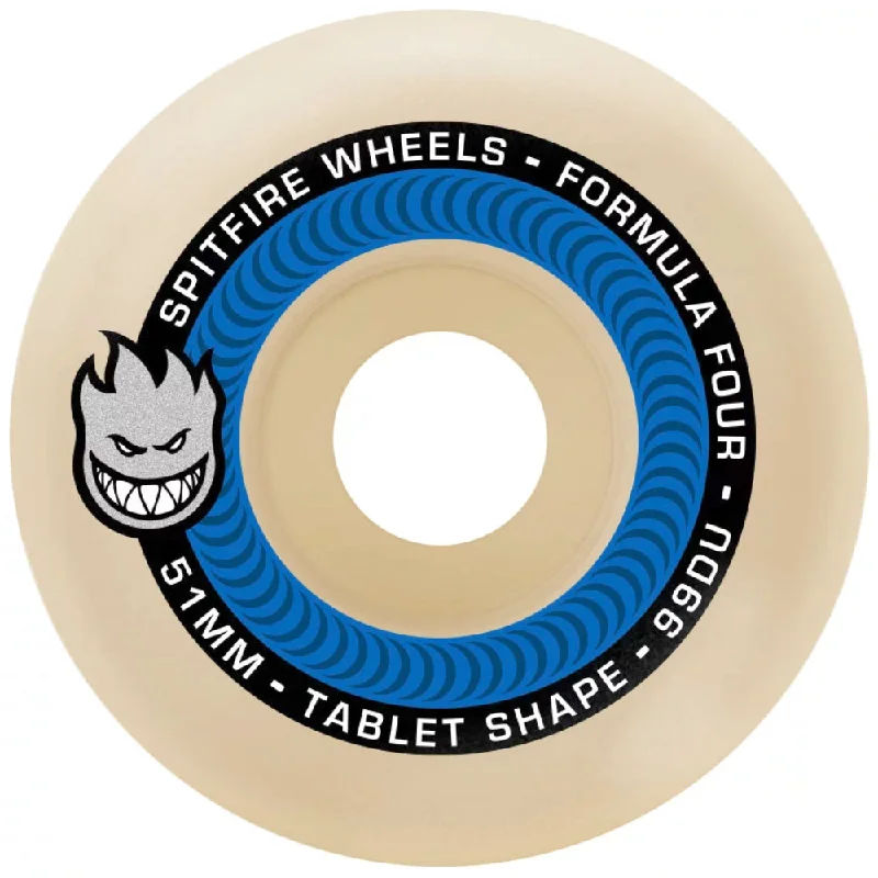 Skateboard Wheels With Low-Noise Technology-Spitfire Formula Four Tablets Natural 99D 52mm - Skateboard Wheels