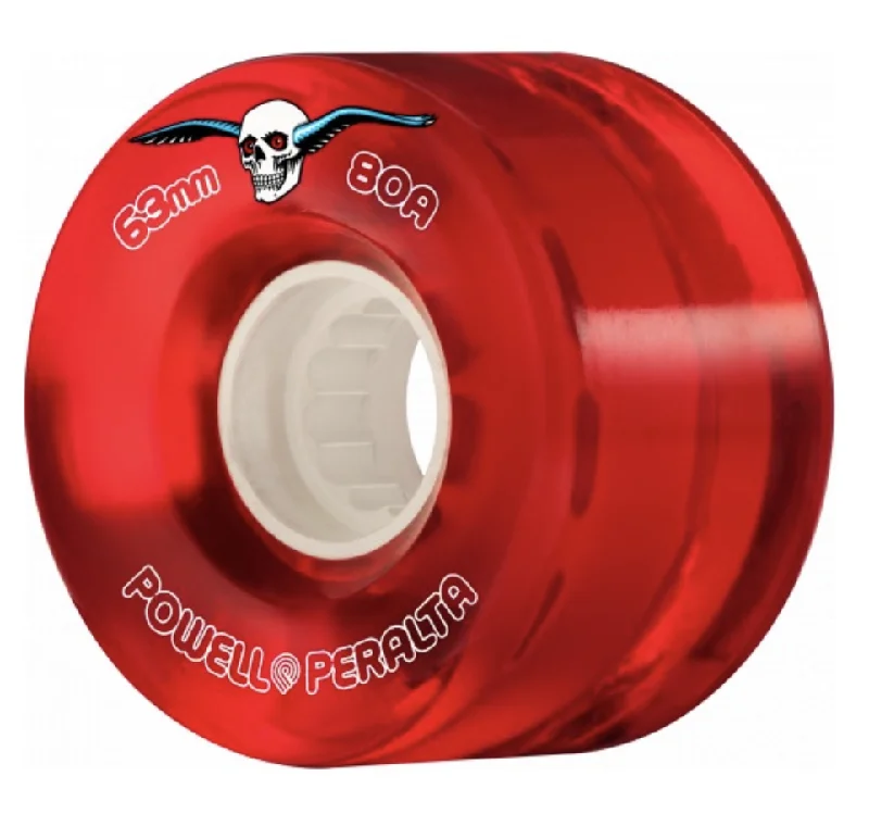 Skateboard Wheels With Unique Color Options-Powell Cruiser Wheel 63mm - Red Clear 80A