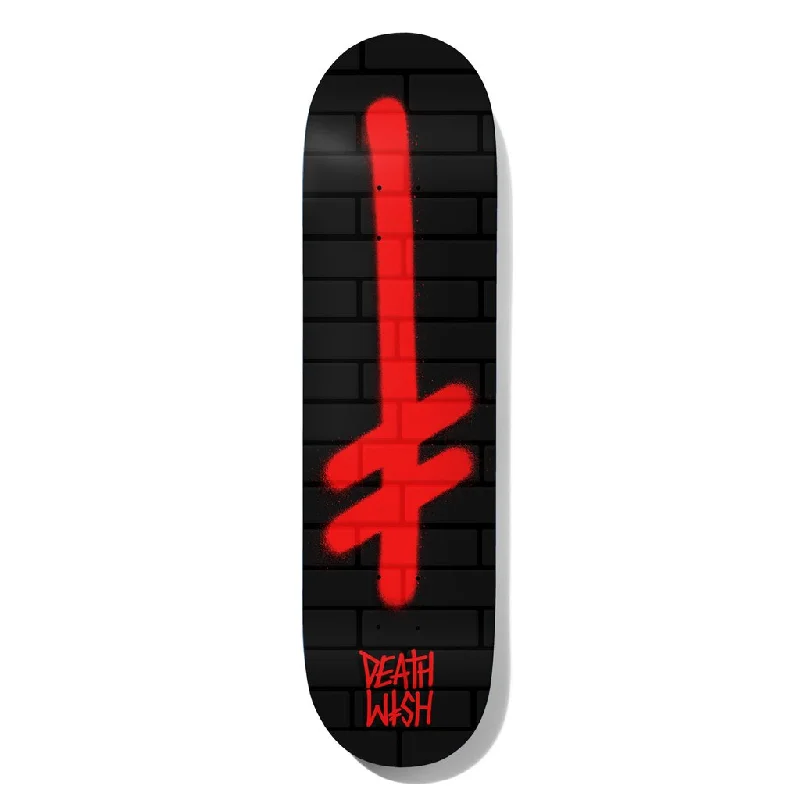 Skateboard Deck With Reinforced Tail-Deathwish Deck Gang Logo Black Red Bricks 8.0