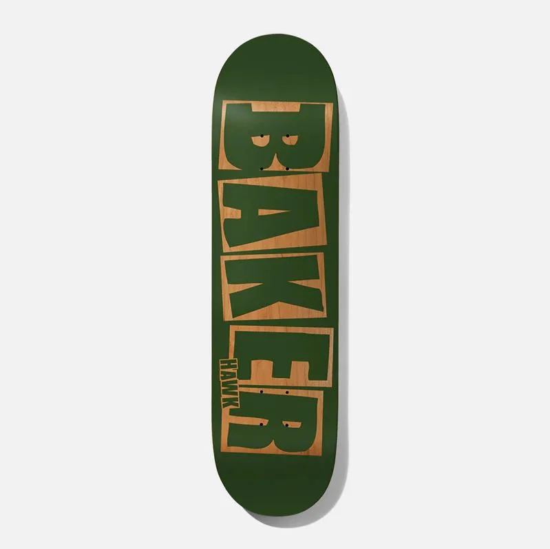 Skateboard Deck For Hardcore Skaters-Baker Deck Brand Name Green/Natural Deck 8.5