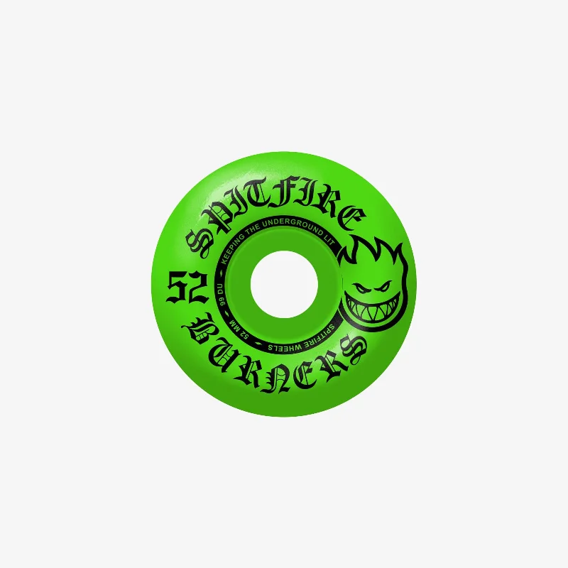 Skateboard Wheels With Easy Maneuverability-Spitfire Burner Wheel 52mm (Green Dipped)