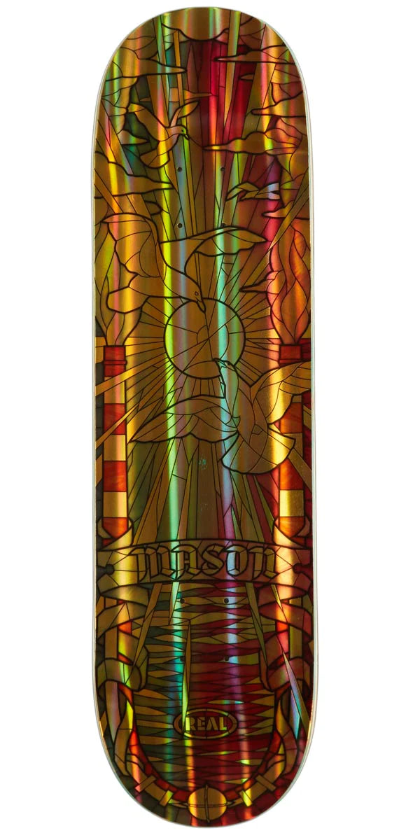 Skateboard Deck For Low-Weight Performance-Real skateboards Mason Cathedral Gold True Fit Deck-8.25