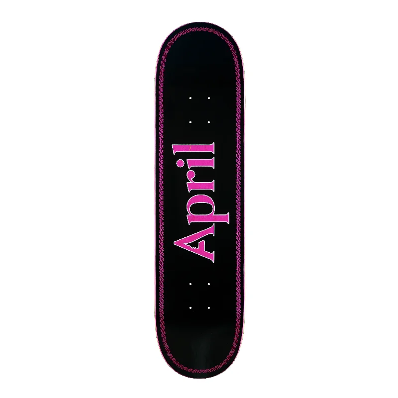 Skateboard Deck With Enhanced Comfort-April Skateboards Logo deck 8.5 - (Black/Pink)